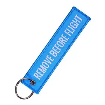 Remove Before Flight Keychain Keyring Polyester Embroidery Message 13*3Cm синий