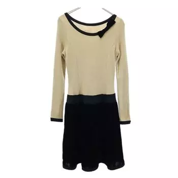 Rene wool Long sleeve Velour switching flare one piece 34 Crew neck Women Used