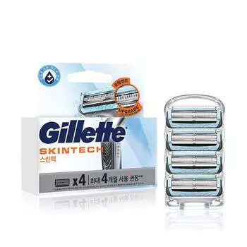 [Обновление] Лезвия для бритвы Gillette Skintech (4 упаковки), Корейская мужская популярная косметика