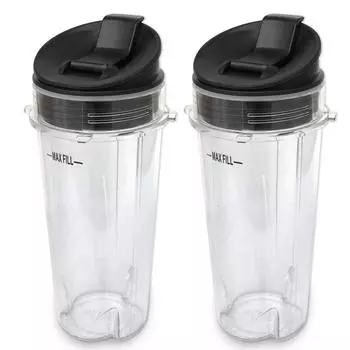Запасные части для блендера Nutri Ninja, 2 шт., 16 унций, одноразовая чашка и крышка, подходят для блендеров Ninja BL770 BL780 BL660 CHINA