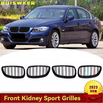 Решетка радиатора переднего бампера для BMW E92 E93 M3 2006-2009, глянцевая черная двойная линия, решетка для автомобиля, гоночные решетки, запасная часть