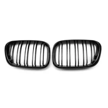 Решетки переднего бампера автомобиля для BMW X5 E53 Pre-LCI 1999 2000 2001 2002 2003, сменная решетка с двойной планкой All Black