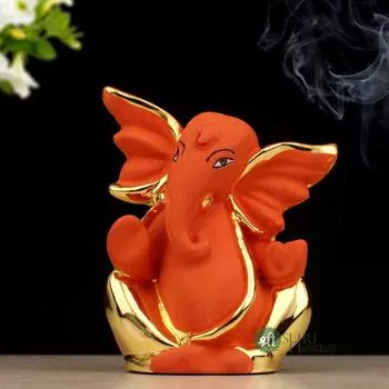 Resin God Ganpati Gold Ganesha Idol for Car Dashoboard & Home and Office Dcor