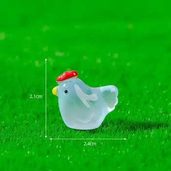 Resin Ornament Luminous Mini Chicken Micro Landscape Production Cartoon Diy Blue