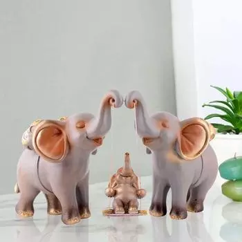 Resin Set of 3 Elephent showpiece for Home Decoration Items Table Dcor Living Room Gift Boxes for Weddings, Parties, Housewarming