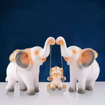 Resin Set of 3 Elephent showpiece for Home Decoration Items Table Dcor Living Room Gift Boxes for Weddings, Parties, Housewarming