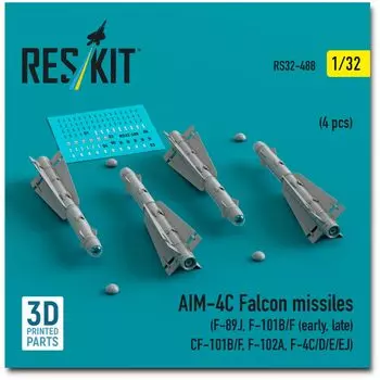 Reskit Falcon Missile 3D принтер набор смолы 1/32 AIM-4C (4 шт) РСК32-0488 (Самолет)