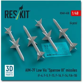Reskit Missile 3D принтер набор смолы 1/48 AIM-7F Sparrow III (Слабозаметный) (4 шт) РСК48-0458 (Самолет)