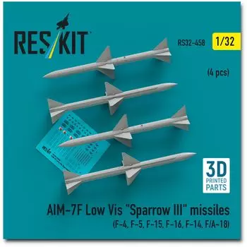 Reskit Missile 3D printer resin kit 1/32 AIM-7F Sparrow III (Low Visible) (4 pieces) RSK32-0458 (Airplane)