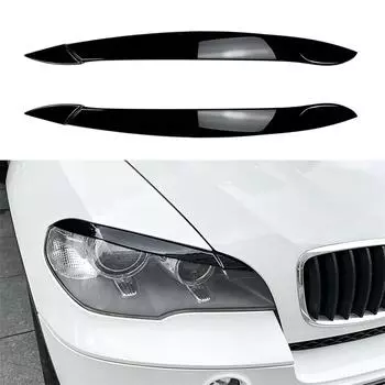 Ресницы фар для BMW E70, глянцево-черные, левая+правая