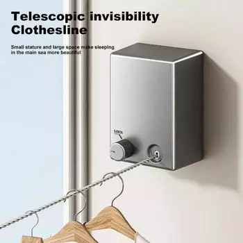 Retractable Clothesline Stainless Seel Pull-Out Clothes-Drying Machine Rope Space-Saving Clothes Drying Rack For Household серый