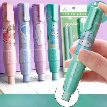 Retractable Push Eraser Student Drawing Design Office Eraser No Crumbs No Marks Creative Push Type синий