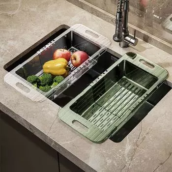 Retractable Sink Drain Rack Drain Basket Dish Shelf Adjustable Vegetable Fruits Washing Basin Filter Basket Kitchen Accessories