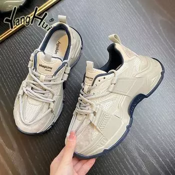 Retro All-match Thick Bottom Casual Platform Sneakers 2024 New Fashion Breathable Comfortable Anti-slip Sprots Shoes of Women 35