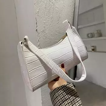 Ретро аллигатор узор женские маленькие сумки и кошельки подмышки сумки на плечо высокого качества кожа дамы клатч сумка 24.5x7x15cm белый