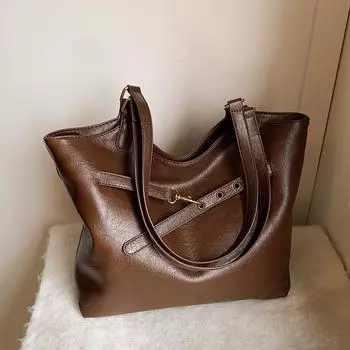 Retro Bag Women S Large-Capacity Casual Shoulder Shopping Bag Commuter Tote Bag To Work