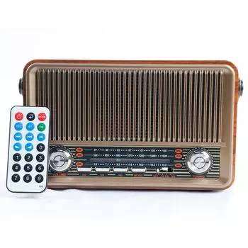 Ретро Bluetooth-радио, полнодиапазонный AM/SW/FM, портативные стереорадиоколонки, деревянные радиоприемники, AUX Boom Box, перезаряжаемая батарея 1800 мАч коричневый