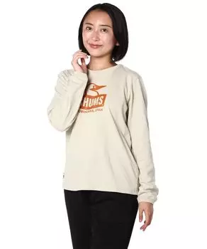 Retro Booby Face Brushed Greige x Orange [Chums] L/S T-Shirt Women s