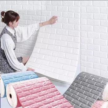 Retro Brick Pattern Self-adhesive Wallpaper 1-10pcs 70cmX1m Home Decorations 3D Waterproof Wall Stickers DIY Room Decor PVC 70CM X 1M белый