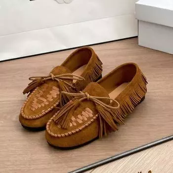 Retro brown flat bottom women s new autumn versatile loafer single shoes 35