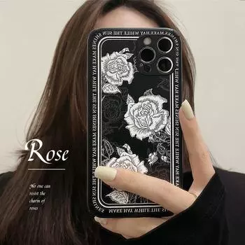 Ретро чехол для телефона с белой розой и цветком для Iphone 11 12 Pro Max 13 Mini X Xr Xsmax 7 8 Plus кожаный силиконовый мягкий противоударный чехол for iphone 11PRO MAX