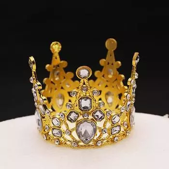 Ретро медный барочный торт украшения корона день рождения круглая детский головной убор для выступлений черная женская золотая корона