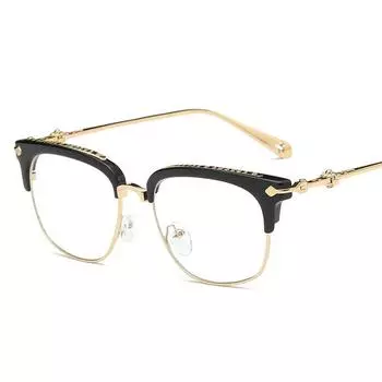 Retro Eyebrow Model Can Be Equipped With Myopia Glasses Frame Men S Business Half Frame Anti-Blue Light Glasses Frame Plain Glasses Women