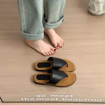Retro flat toe cool slippers summer new seaside beach shoes with skirt simple flip-flops 35