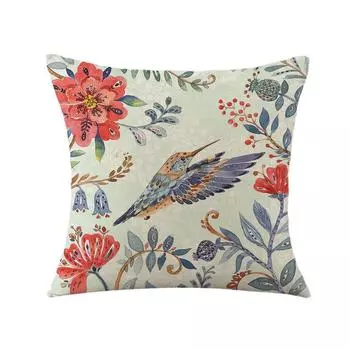 Retro flower and bird pillow Nordic bed cushion pillow plant flower cushion cover living room sofa cover pillow without pillow core 45*45cm