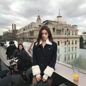 Retro fur collar splicing short coat women s winter 2024 new padded thickened slim and thin short top S