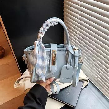 Retro handbag bag women s bag versatile summer new texture popular shoulder messenger bag bucket bag синий
