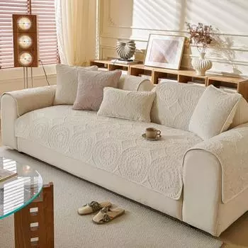 Retro high-end sofa cushion new autumn and winter milk fleece seat cushion fixed non-slip sofa cover cover cloth 70*70cm