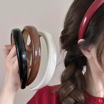 Ретро-красная черная кожаная губчатая повязка на голову для женщин, модный темпераментный обруч для волос, мытье лица, повязка для волос, женские аксессуары для волос для вечеринок, подарок амарантовый