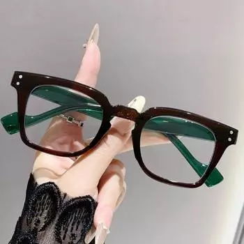 Retro Large Frame Glasses Clear Lens Non-Prescription Nerd Eyeglasses Cosplay Costume Fake Eyewear зелёный