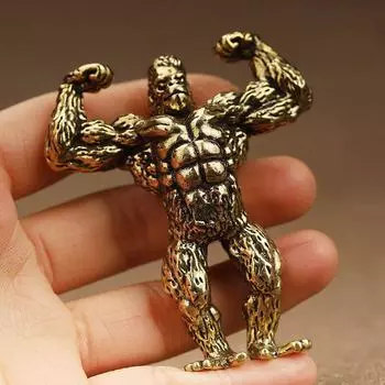 Ретро латунь фитнес бицепс Brachii Gorilla маленькая статуя офис настольные украшения декор ремесла мышцы животных фигурки орангутанга Style C
