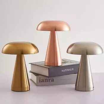Retro LED Night Light Mushroom Touch Sensor Desk Lamp Rechargeable Reading Lights For Bedroom Restaurant Bar Decor Lighting чёрный