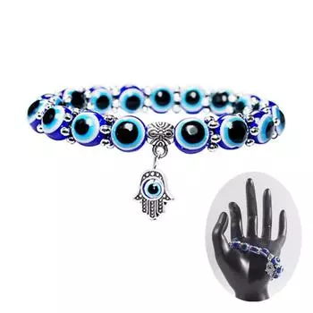 Ретро Lucky Handstring Blue Eyes Fatima Hand Fashion Jewelry Браслет из бисера