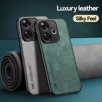 Чехол из кожи с магнитным замшевым эффектом в стиле ретро для Xiaomi Poco F6 Pro PocoF6 Pro, противоударный матовый силиконовый мягкий чехол For Poco F6 темно серый