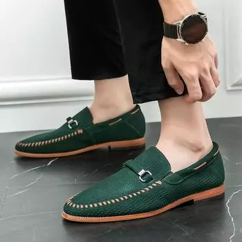 Retro Men Leisure Leather Shoes Male Comfortable Simple Summer Perforated Lefu Shoes Casual Leather Shoes Fashion Leather Shoes 39 чёрный