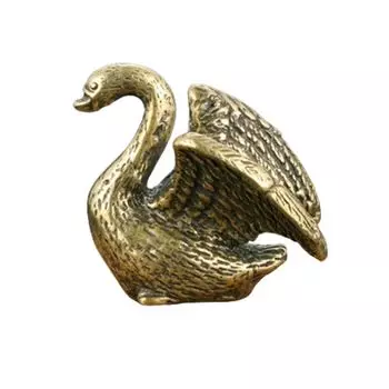 Retro Mini Swan Sculpture Copper Swan Small Statue Solid Brass Swan Figurines Home Office Decor Swan