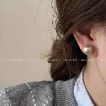 Retro Mocha Gold Brown Pearl Stud Earrings 2025 New Arrival Hot-Selling Earrings Accessible Luxury Fancy Graceful Earrings Women 10mm Champagne Pearl-Silver Needle