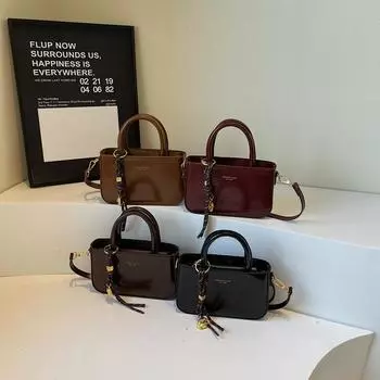 Ретро модная ручная сумка через плечо для женщин в корейском стиле Ins Trendy Simple Casual Square Bag High-end женская сумка With pendant