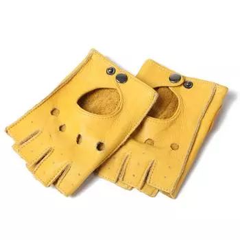 Retro motorcycle riding cowhide half finger men s fitness driving leather gloves women s style XL