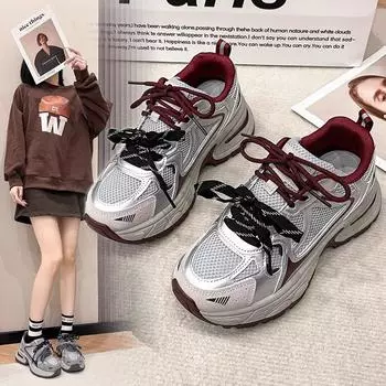 Ретро-платформа Dad Shoes Женская осенняя пара шнурков Дизайн Увеличивающие сетчатые дышащие кроссовки для бега 35