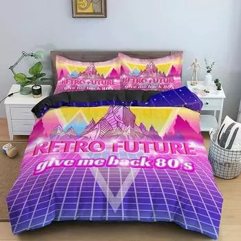Ретро пододеяльник комплект постельного белья Vintage Give Me Back 80s Pattern комплект постельного белья из микрофибры Queen King Size пододеяльник 3D для подростков и взрослых 70x133cm 2pcs