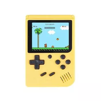 Ретро портативная мини игровая консоль со встроенными классическими играми 500 в 1 желтый