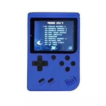 Ретро портативная мини игровая консоль со встроенными классическими 500 в 1 играми синего цвета