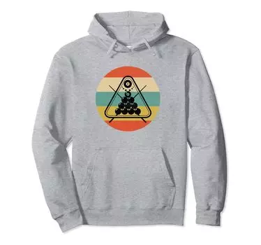 Retro Rack Pool Billiard Player Billiard Cue Sports Hoodie серый