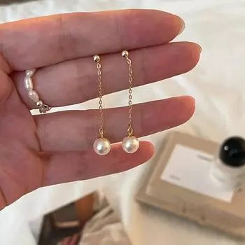 Ретро серьги с кисточками из жемчуга женские изысканные простые модные универсальные серебряные серьги-иглы новые нишевые ювелирные изделия 925 silver needle