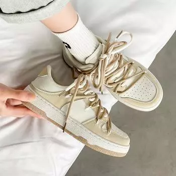 Retro Slim Women S Shoes Summer Popular Students Fashion Casual Sports Shoes All -Match Lns Wind Sneakers Heightening Shoes 40 бежевый